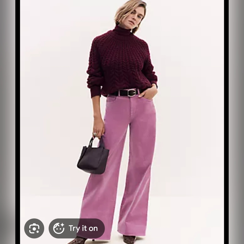 Women's Pink Wide-Leg Corduroy Pants